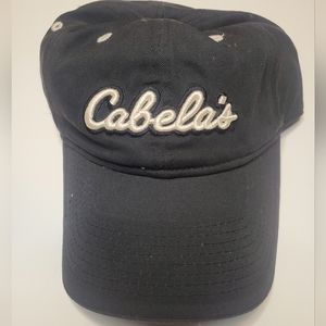 Cabela's Signature Logo Hat Black With White Writing OS Buckle Back